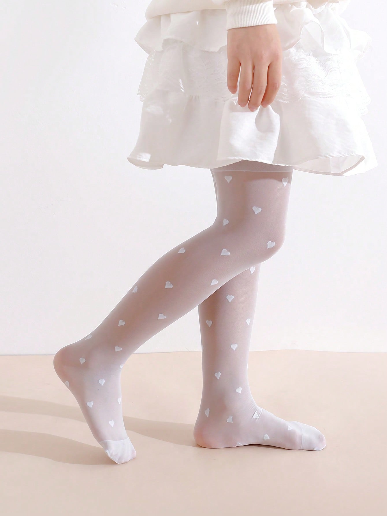 3Pcs Girls Heart Print Tights  - Tights Pantyhose Sheer recension och pris